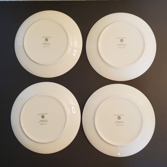 Halloween Eaton Fine Dining 4 pc Appetizer Plates Bone Voyage White Black New - Picture 7 of 15